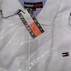 Men's Short Sleeve White Pique Polo Tommy Hilfiger. All cotton stretch.